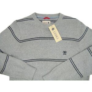 NEW Vintage Tommy Hilfiger Sweater! Small  Gray  Black Stripes  Griffin Crest